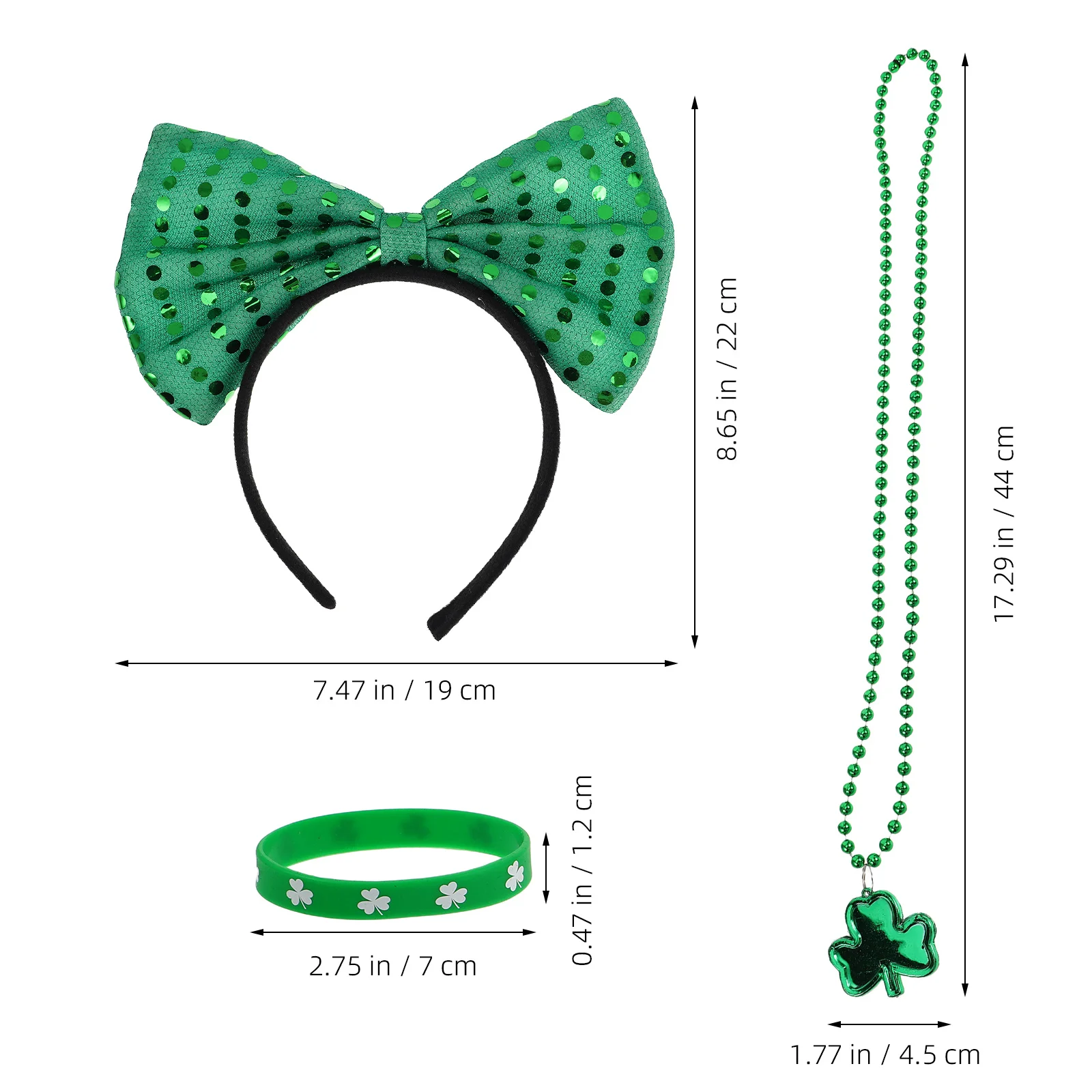 1Set St Patrick's Day Kostuum Accessoires Groene Klaver Hoofdband Ketting Armband Set voor Vrouwen Feestelijke Sieraden