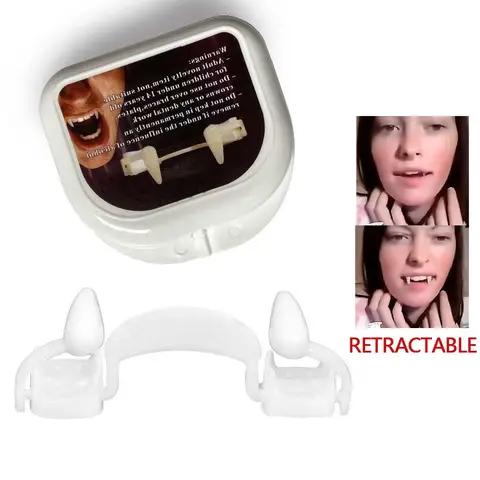 Halloween Party Decoration Vampire Fake Teeth Cosplay Prank Toy Soft Silicone Retractable For Werewolf Zombie Fang