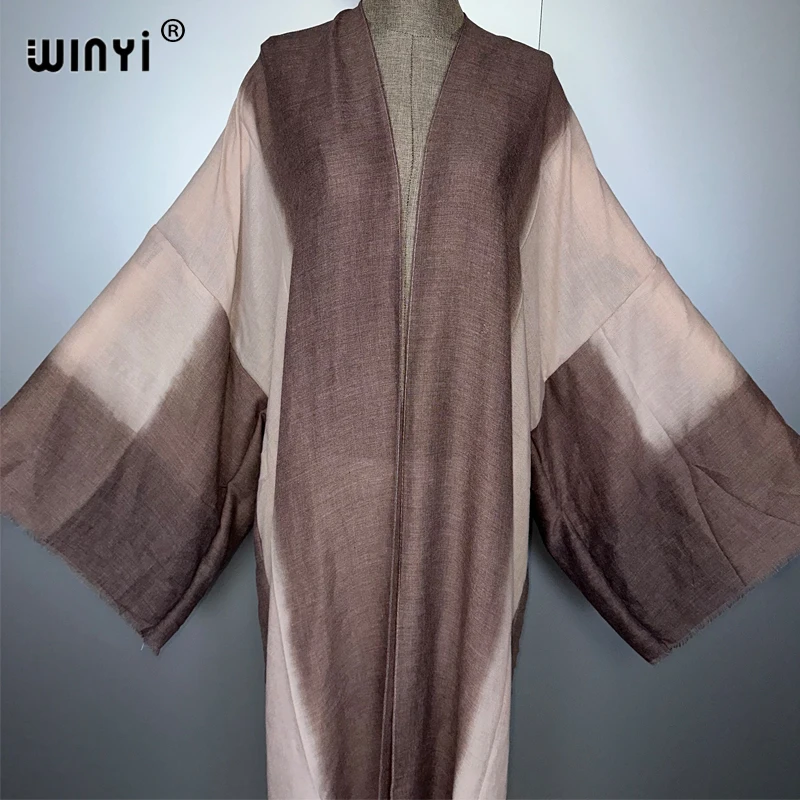 WINYI Boho-Kimono, Maxi-Strickjacke, Strandkleidung, Abdeckungen, elegantes Partykleid, Abaya, Dubai, luxuriöse muslimische Frau, modischer Kaftan mit offener Vorderseite