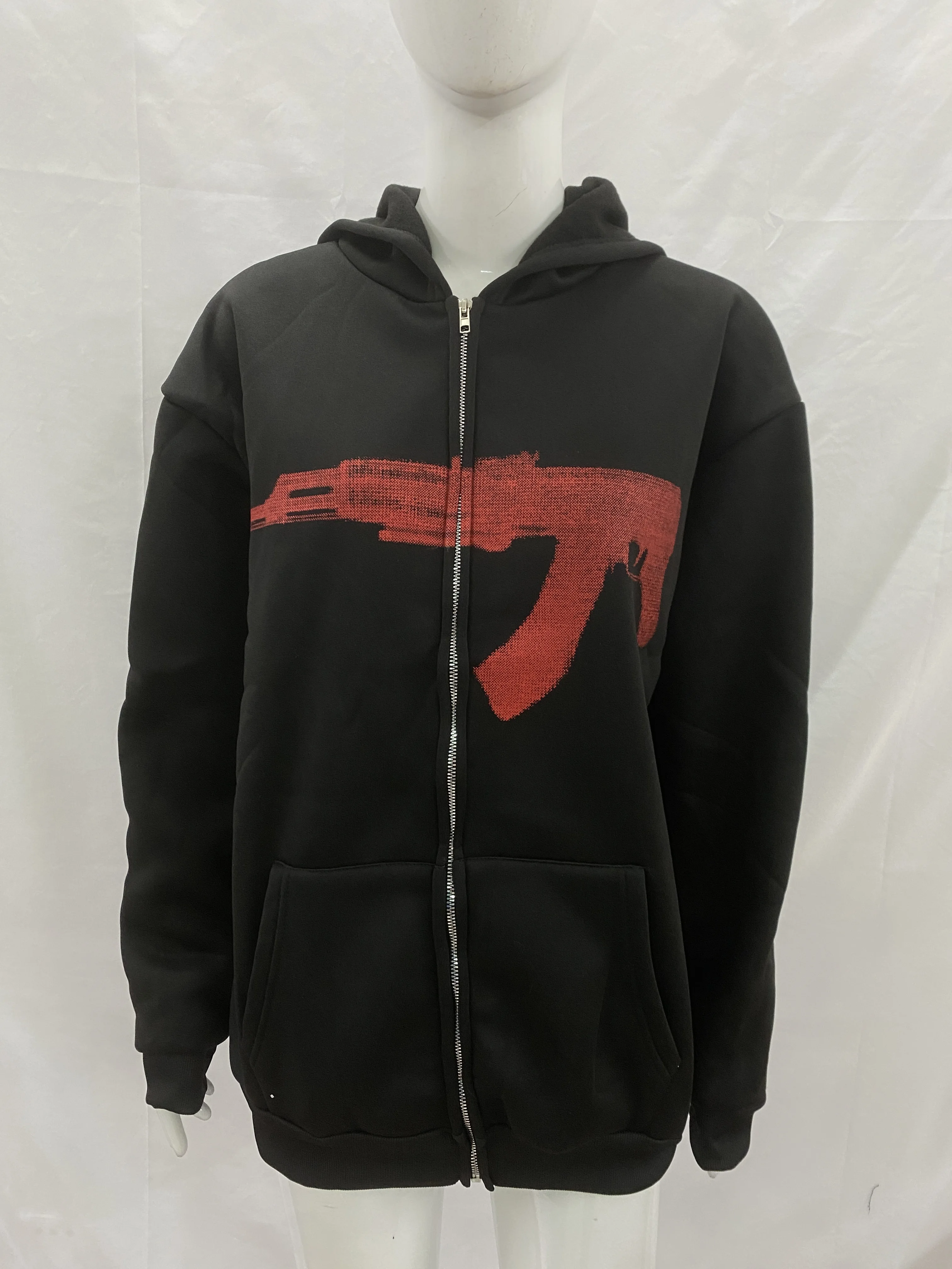 

Retro letter printed hoodie for both men and women, breathable and non stuffy, loose fit jacket, slimming and large size