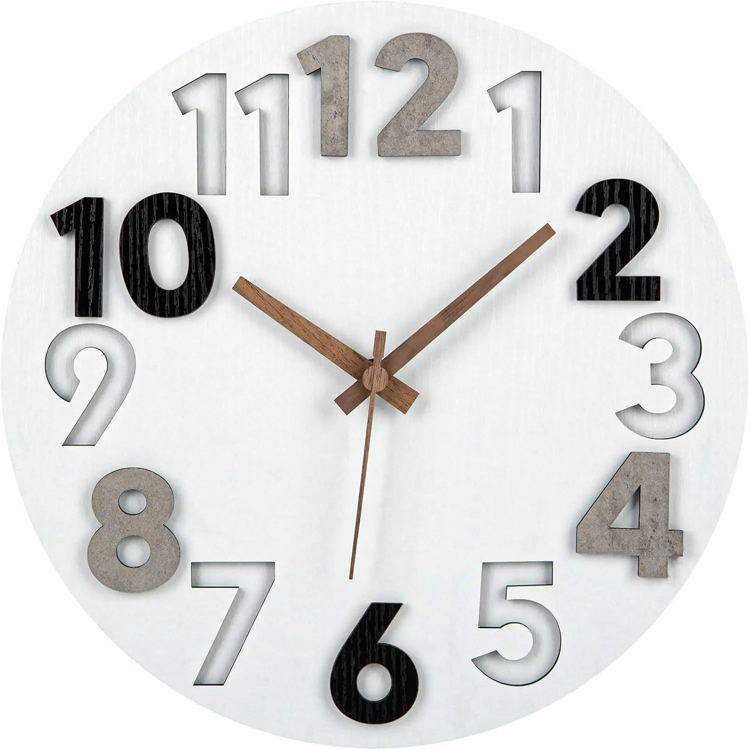 MDF Double Layer Wall Clock Silent Modern Round Clock for Living Room Bedroom Minimalist Stylish Battery Operated Fashion