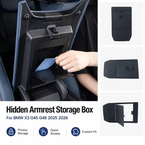 Hidden Armrest Storage Box for BMW X3 G45 2025 2026 Center Console Organizer Tray Car Accessories