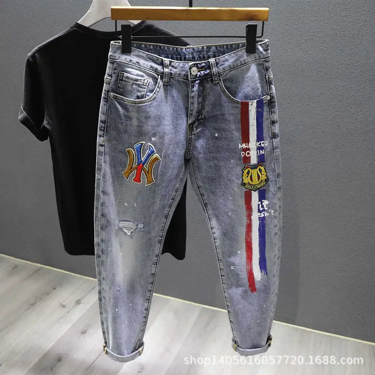 Fashion 2022 Spring Autumn Men\'s Jeans Slim Stretch Brand Trousers Men\'s Clothing Cargo Jeans Stock Jeans Trousers for Men