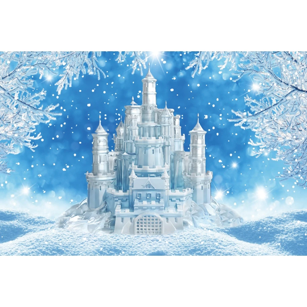 Winter Castle Backdrop Ice Forzen World Winter Wonderland Party Decorations Supplies Snow Happy Birthday Photography Background