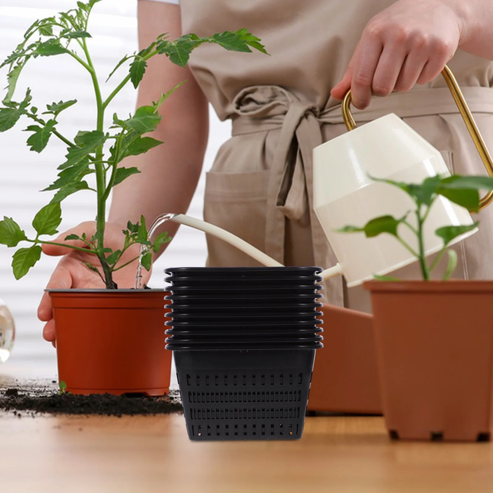 

10pcs Orchid Flower Pots with Drainage Holes Durable Plastic Nursery Planters Root Garden Pot Hanging Design for Indoor