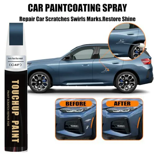 Car Touch Up Paint(Arctic Race Blue Metallic(C4F)) for BMW Car Paint Scratch Repair Kit, Quick & Easy Solution to Repair