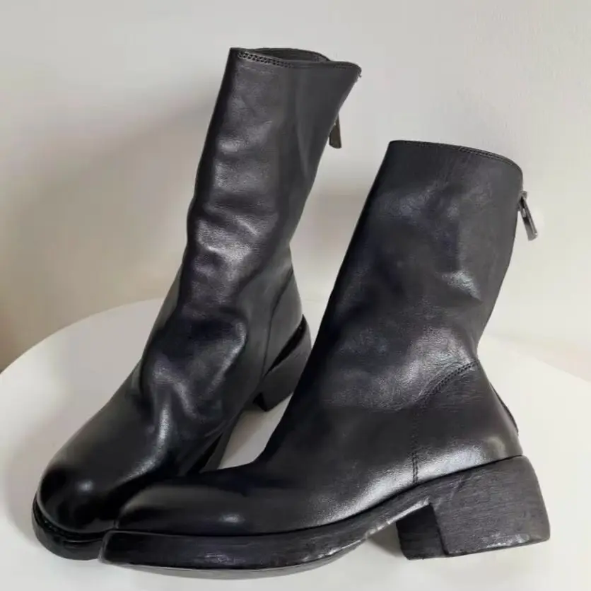 

Customized Goodyear Classical 788GUD Real Horsehide Leather High Top Back Zipper Chunky heel Boots