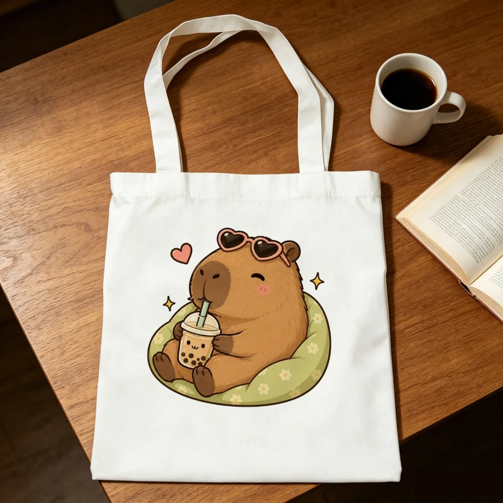 Capybara tote bag shopping reusable y2k shoulder  personnalisable woman