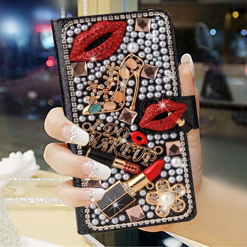 Bling Diamond Rhinestone Flower Case for Samsung Galaxy S24 S23 Ultra S22 S21Plus Case Leather Magnetic Flip Wallet Book Cover