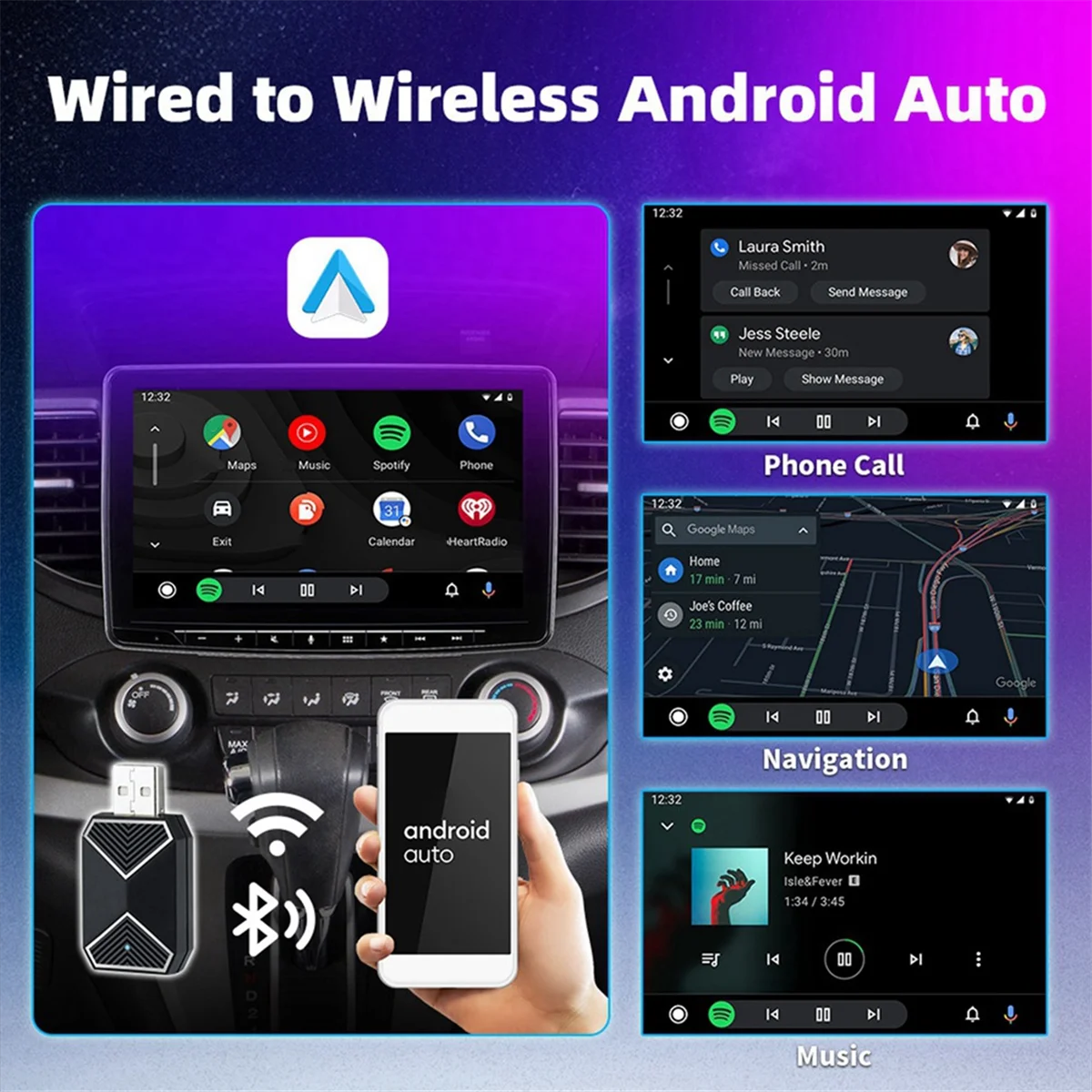 CarAiBox 2in1Plug and Play Wireless CarPlay Adapter Wireless Android Auto Dongle Box for Car Radio with Wired