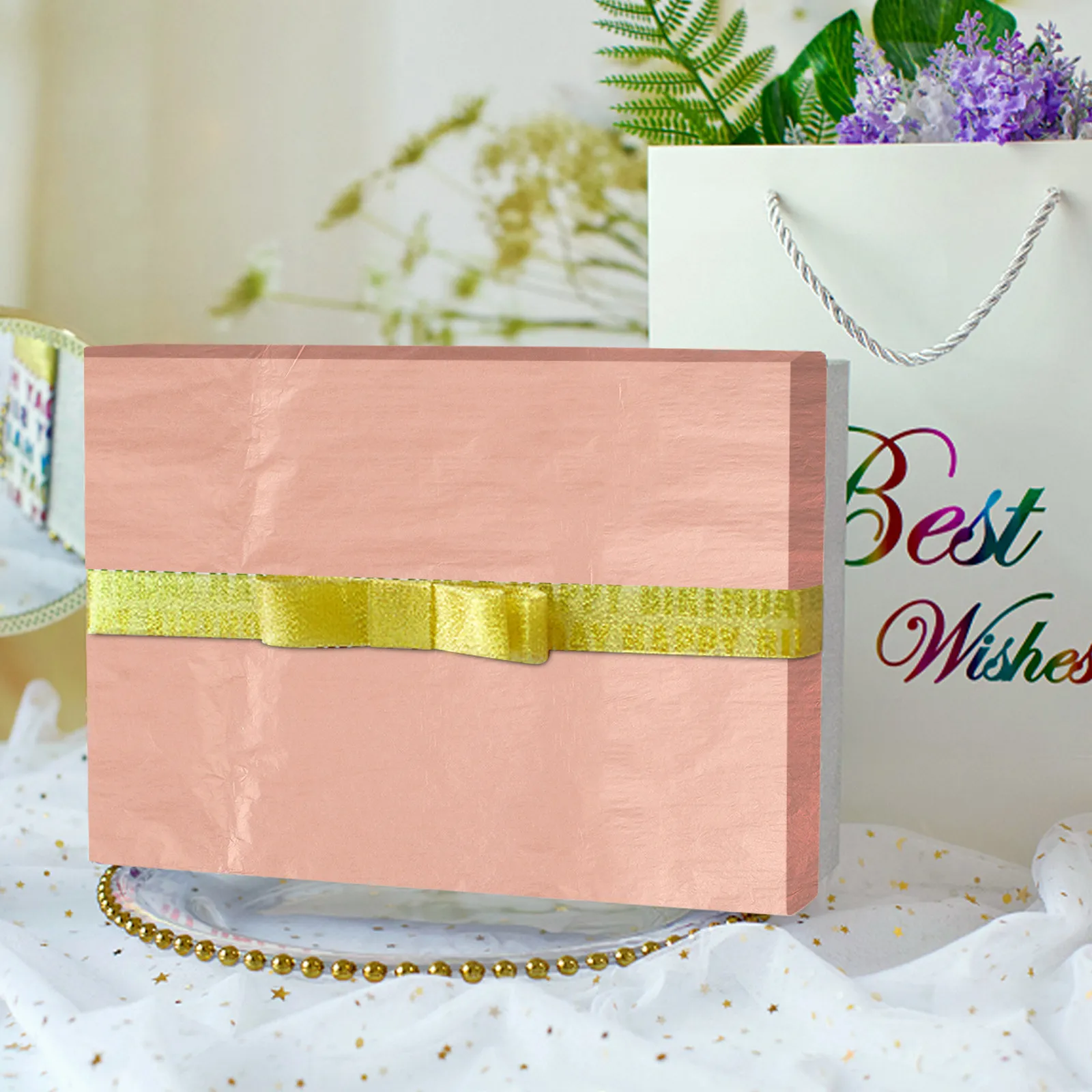 

100Pcs Elegant Crepe Style Tissue Paper Sheets for Gift Wrapping DIY Crafts Holiday Decorations Christmas Wedding Birthday Party