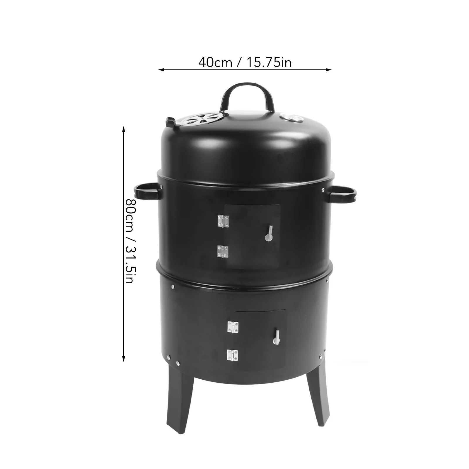 Vertical Charcoal Smoker 3 in 1 3 Layer Grill Barbecue Smoker BBQ Grill with Thermometer for Cooking