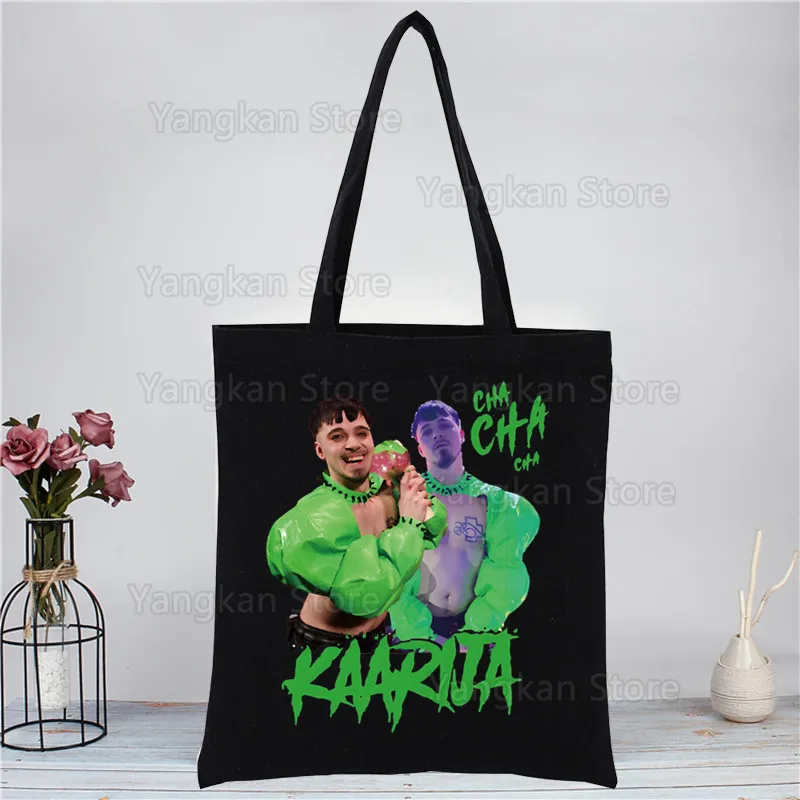 

Kaarija Cha Cha Cha Shopping Bag Graphic Tote Harajuku Women Canvas Shoulder Bag Female Ulzzang Eco Large-Capacity