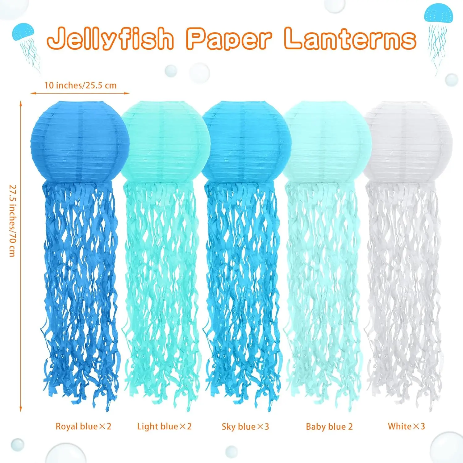 Hanging Jellyfish Paper Lanterns Under The Sea Ocean Party Decorations Jelly Fish Decor for Mermaid Beach Theme Birthday Party view 3