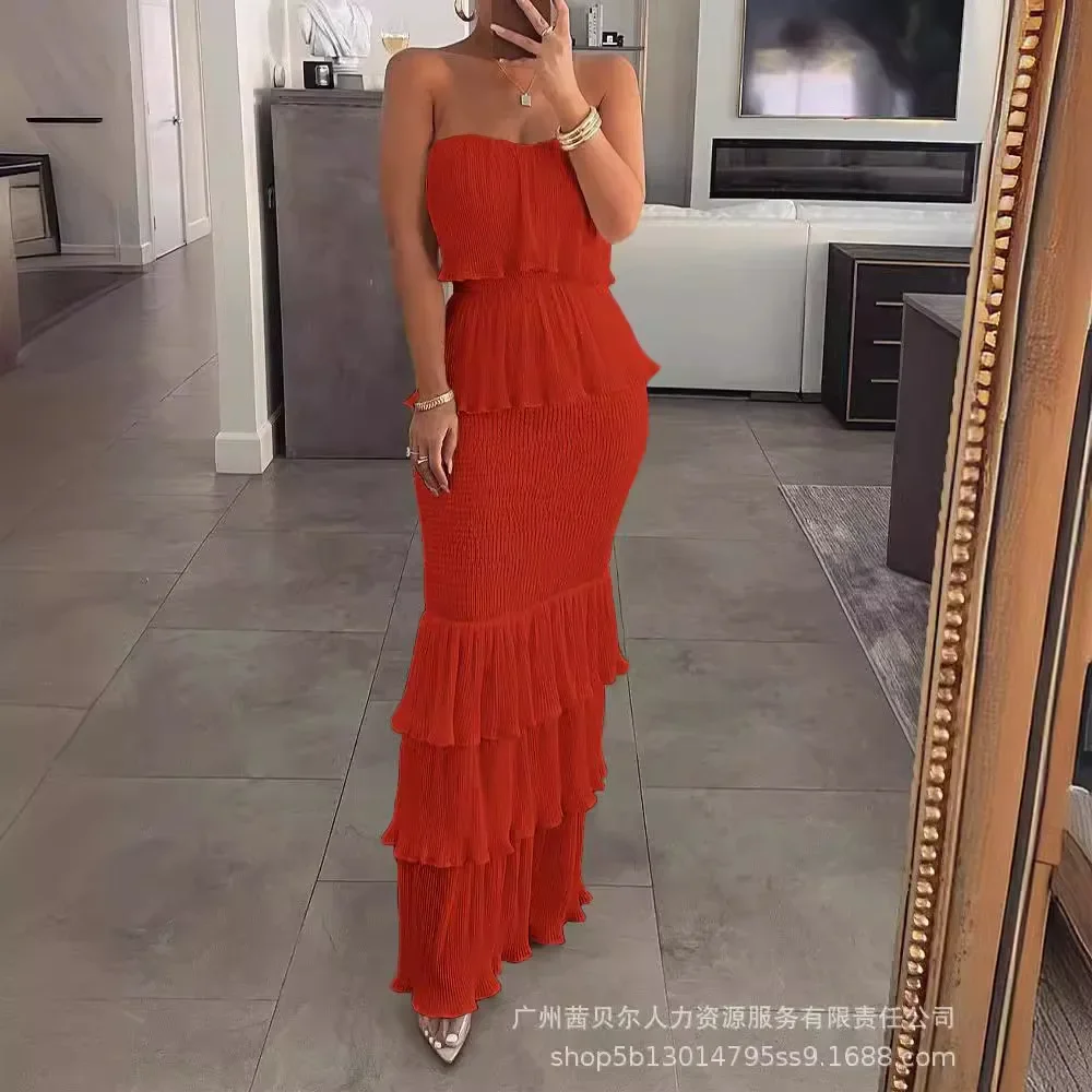 Women Spring Summer Dress Sheath Solid Color One-character Collar Sleeveless Casual Fashion Sexy Comfortable Regular Standard