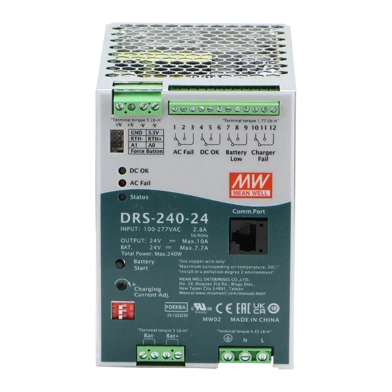 Mean Well DRS-240-24 240W Best Battery Backup UPS DIN Rail Type All-in-One Intelligent Security System Power Supply