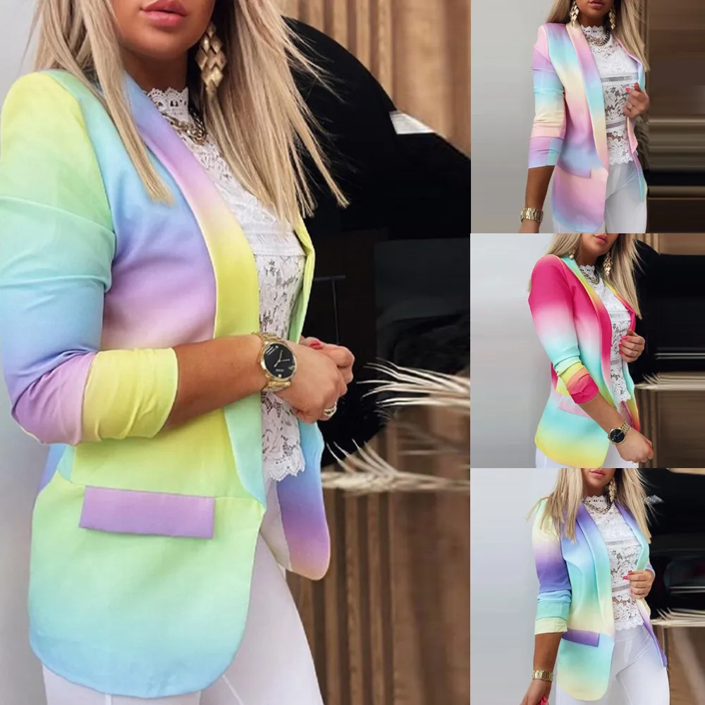 Spring New Women's Blazers Long Sleeve Tie-dye Fashion Top Printed Office Commuter Slim Street Coats Casual Jacket