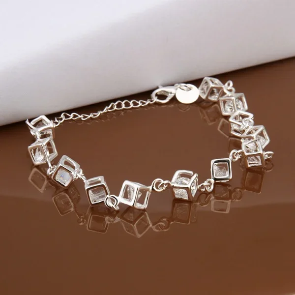 Silver color exquisite white crystal stone CZ bracelet fashion charm for women lady wedding hot sale female section H241