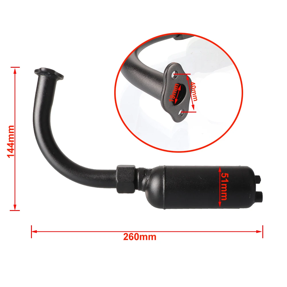New Muffler Exhaust PipeFor 49cc 60cc 66cc 80cc 100cc 2 Stroke Electric Bike Motorcycle Exhaust Pipe Muffler
