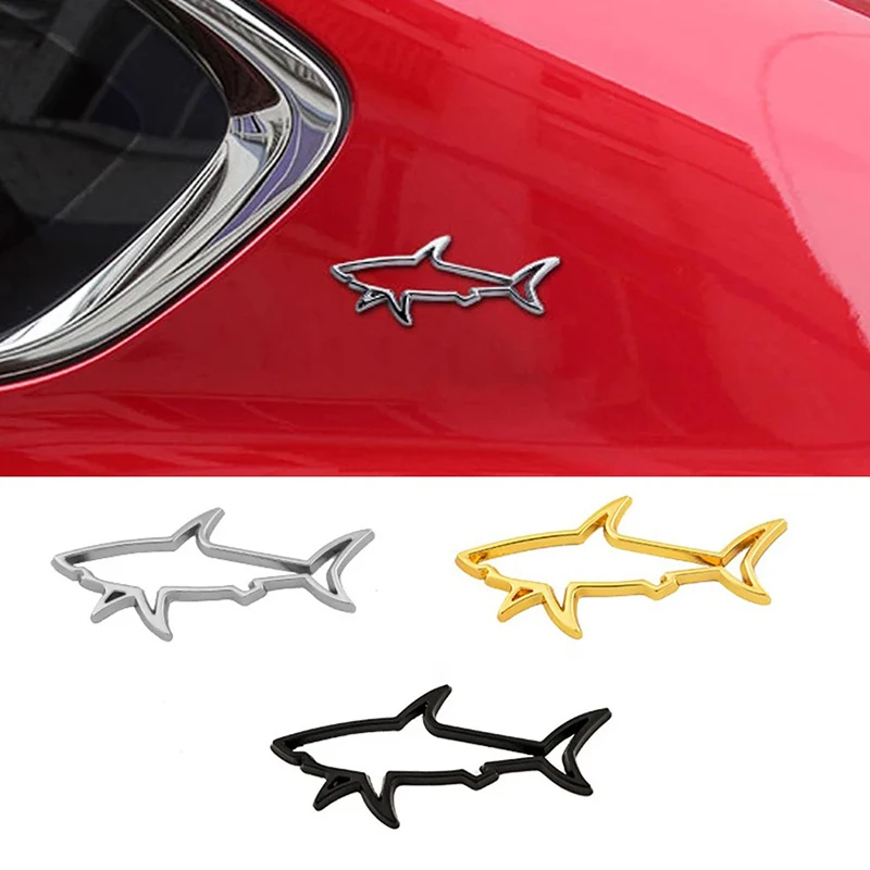 NEW Car Styling 3D Metal Sticker Fish Shark Emblem Badge Decals Automobile Motorcycle Fuel Cap Decoration Logo Car Accessories view 3