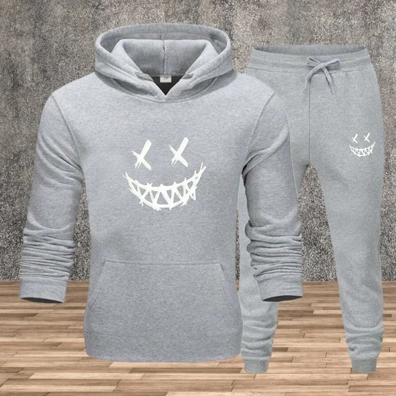 

New autumn and winter jogging men's casual set, fashionable street men's and women's hooded sweatshirt and pants 2-piece set