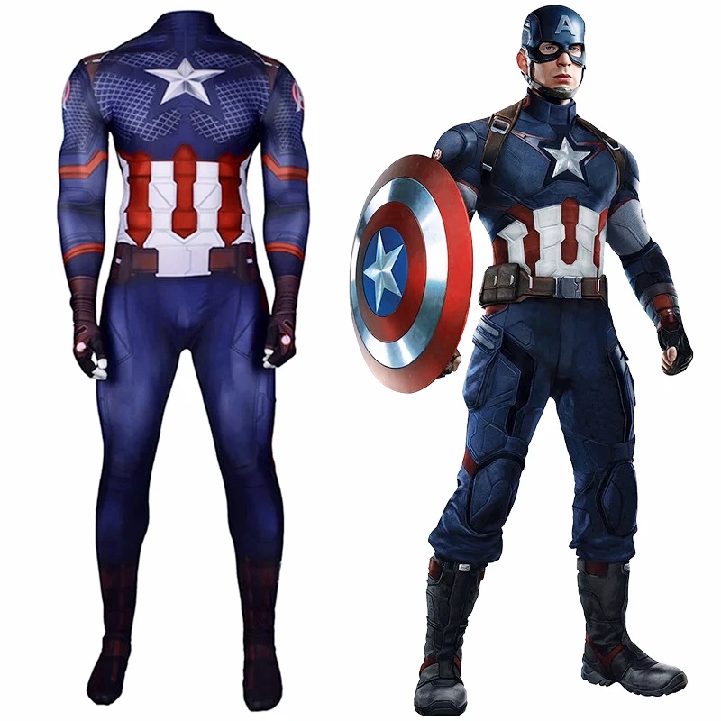 2024 neue Kapitän Amerika Cosplay Kostüm die Rächer Superhelden Steve Rogers Bodysuit Halloween Cosplay Kostüme für Kinder Aldult