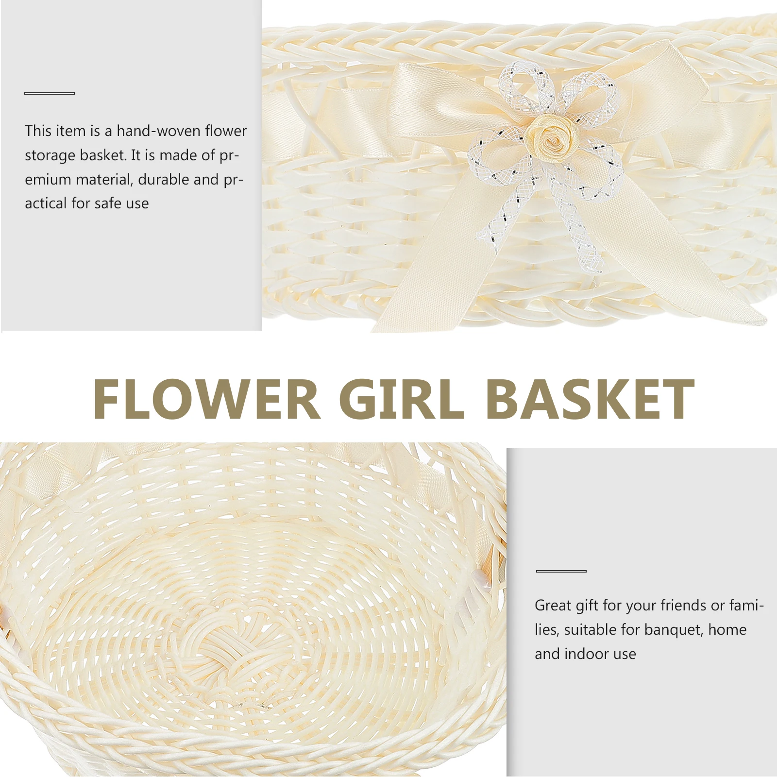 

Woven Flower Storage Baskets Portable Portable Basket Picnic Basket White Medium Size Home Decor Party Wedding Gift