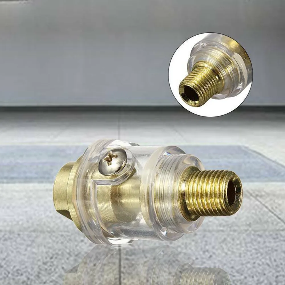 Brass Lubricator For Air Tool Gold In-Line Lubricator Oiler 1/4 Inch 1/4 Internal Thread +1 / 4 External Thread