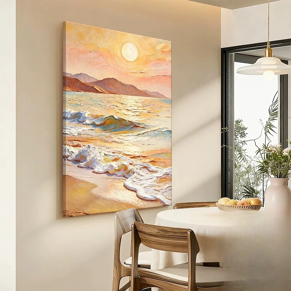 Sea view living room hanging painting floor painting sofa decoration painting three-dimensional texture entrance mural