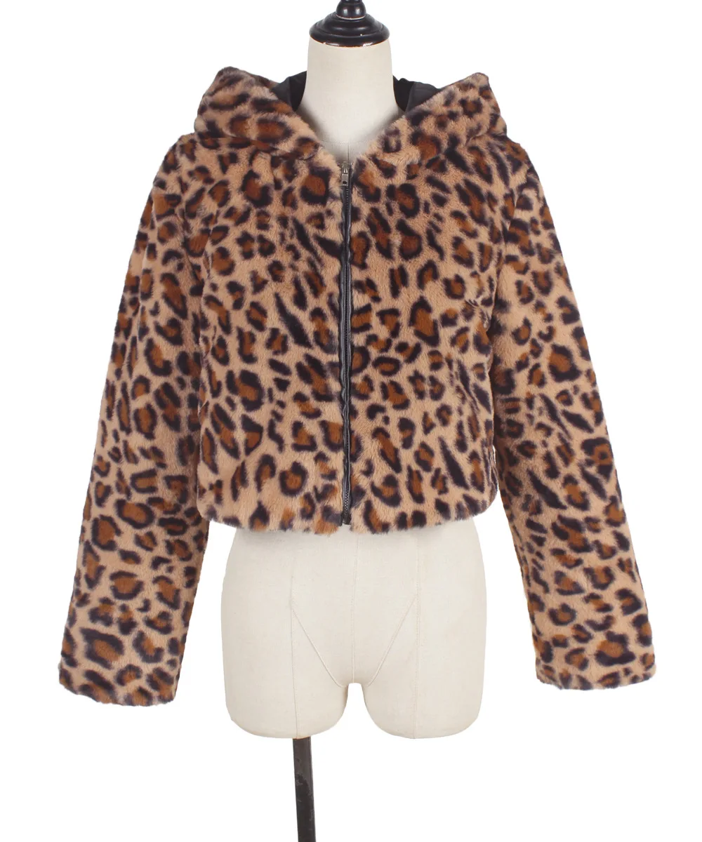 Vrouwen Y2k namaakbontjassen jas rits jassen luipaardprint jas dikke warme capuchon streetwear elegante open steek herfst winter
