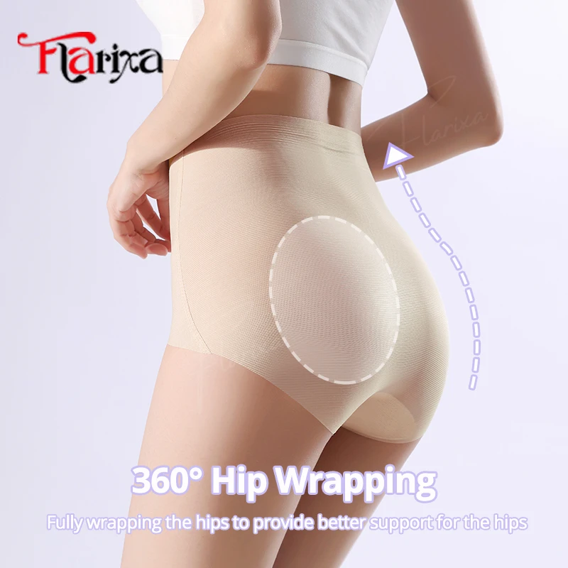 Flarixa Ultra Thin Ice Silk Panties Women Seamless Underwear High Waist Belly Slimming Shaping Panties Breathable Ladies Briefs