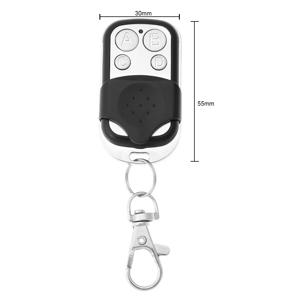 Garage Door Remote Control – 433.92MHz Cloning Remote With Keychain, Learn Button, LED, For Cars, Gates, Overhead Doors, 4-Channel