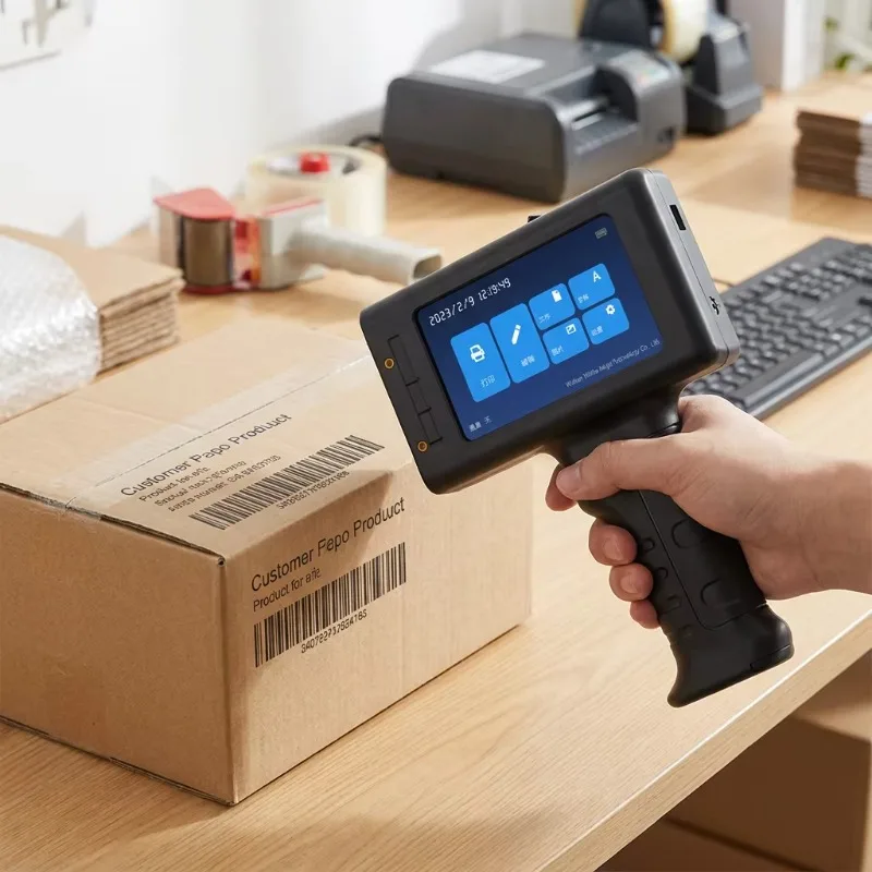 12.7mm Handheld Inkjet Coding Gun 600DPI Fast Dry Ink QR Code Batch Date Marking for Metal Pipe Steel Fabric