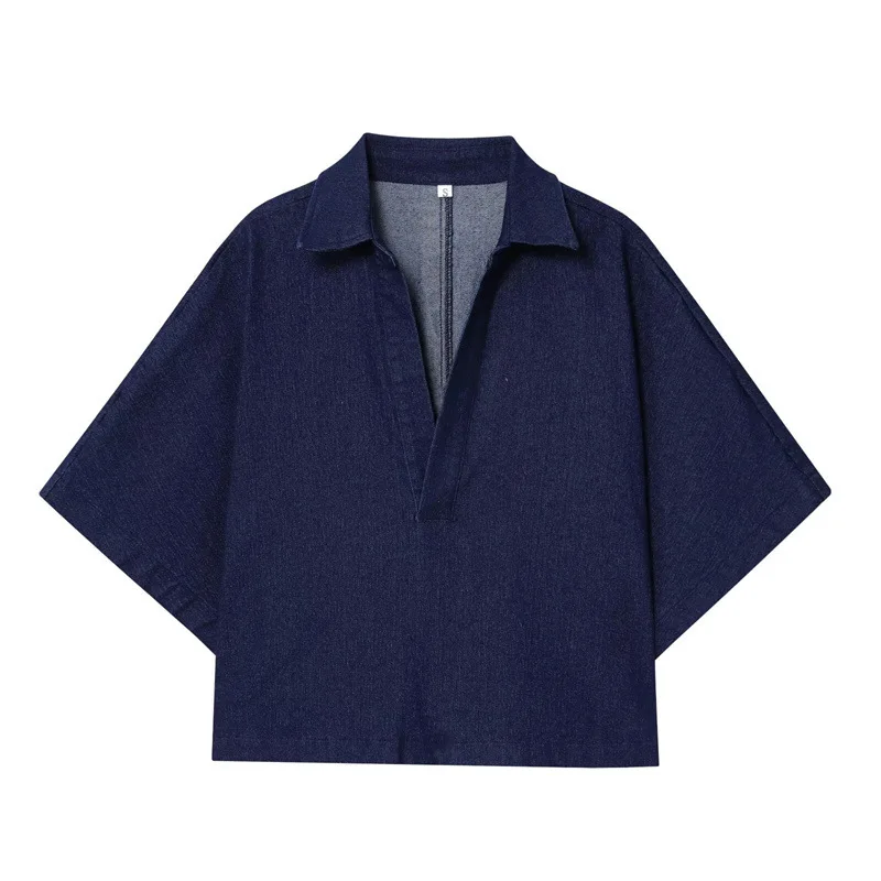 

Women's Fashionable Elegant Versatile Stylish Casual Denim Polo Shirt