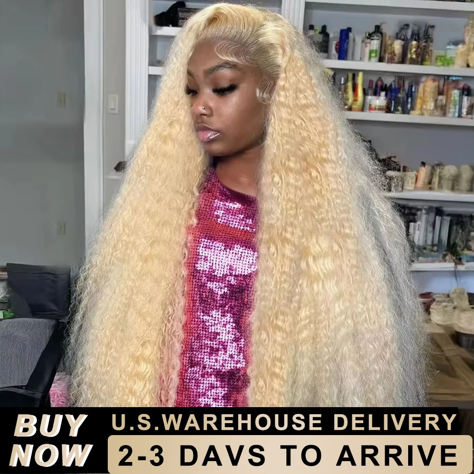 

613 Blonde Deep Wave 13x6 HD Lace Frontal Human Hair Wigs 40 44 Inch 13x4 Brazilian Pre Plucked Colored Lace Front Wig For Women