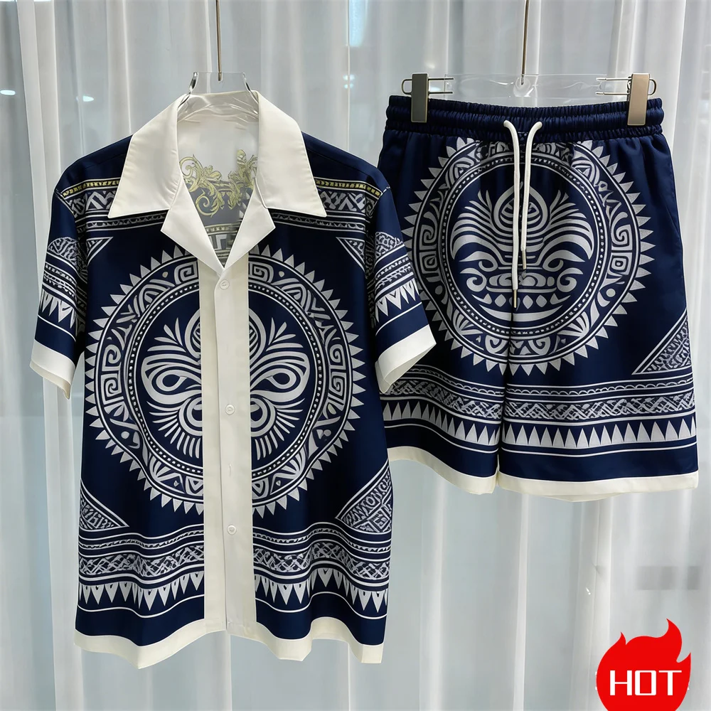 Ensembles de chemises d'été pour hommes, ensemble de chemises en polyester à motif de cocotiers 3D, ensemble de chemises hawaïennes, ensemble de chemises décontractées pour hommes, vêtements Y2k