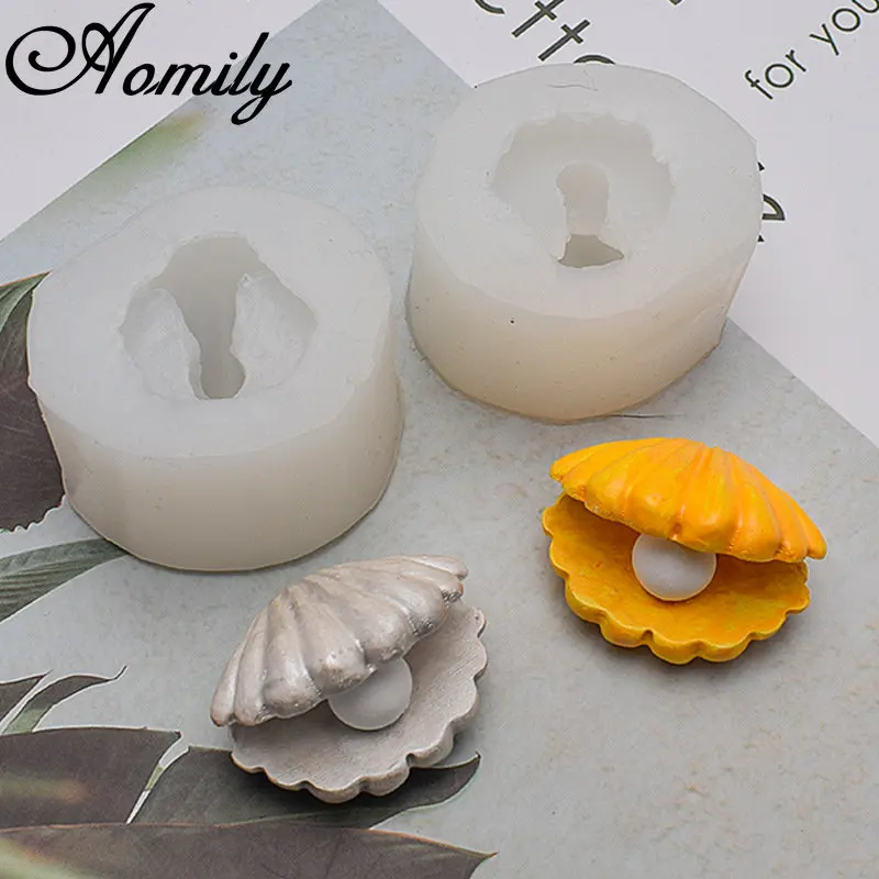 Aomily 3D Pearl Shell Shaped Cake Silicone Mold Party Fondant Cake Chocolate Candy Mold Resin Clay Ice Block Soap Baking Molds