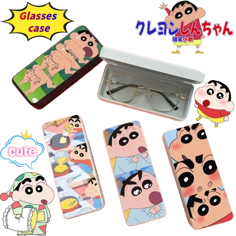 

Футляр для очков Crayon Shin-chan Nohara Shiro: высококачественный, с мультяшным принтом, портативный, ударопрочный, с зеркалом для проверки близорукости, коробка для хранения