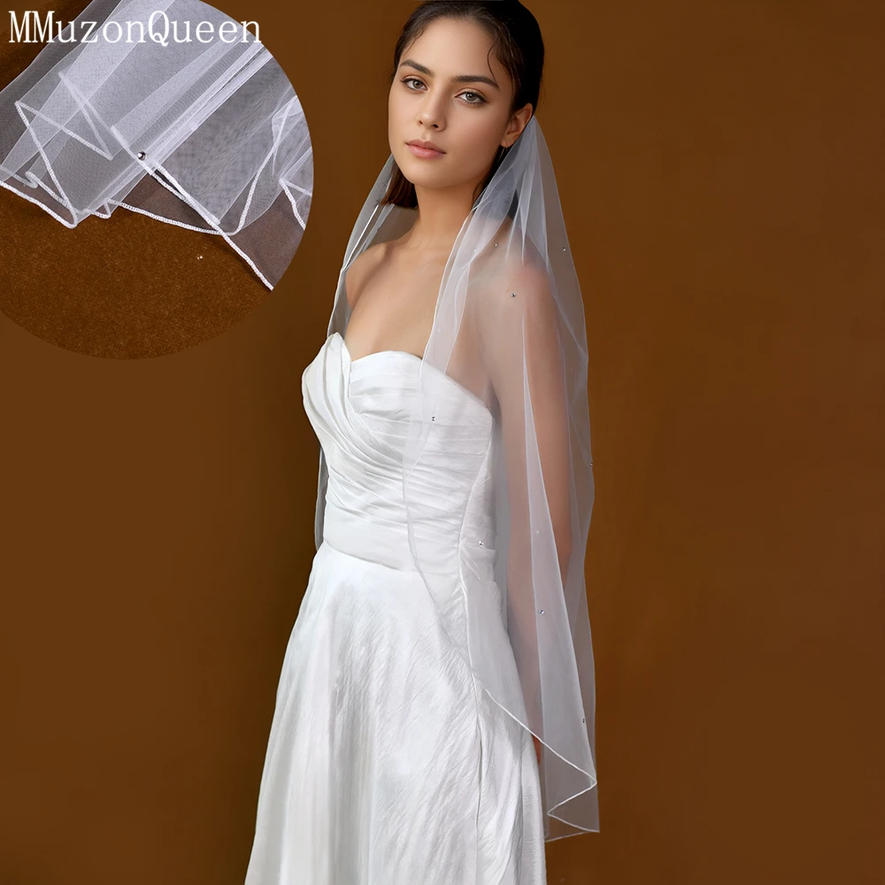 MMQ  Pearl Bridal Veil Refers To A Long Single Layer Of Tulle Sparkly Diamond Decorated With Wedding Accessories   M128