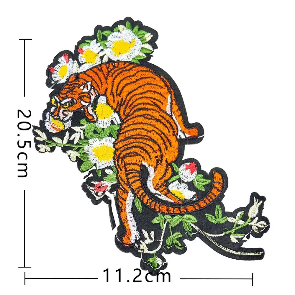 1 Pair of Tiger Flower Cloth Patch with Back Glue Embroidery Cloth Patch Iron on Embroidery Patch Accessories on Clothes