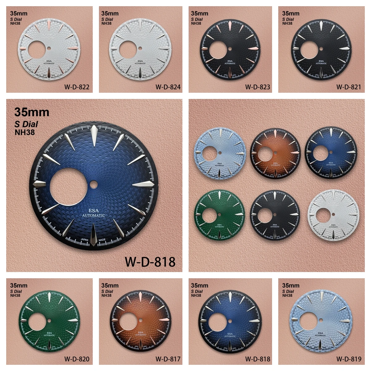 35mm Cocktail Hollow Out S Dial Fit NH35/NH36/NH38 Movement High-Quality Woven Pattern Dial Watch Modification Accessories