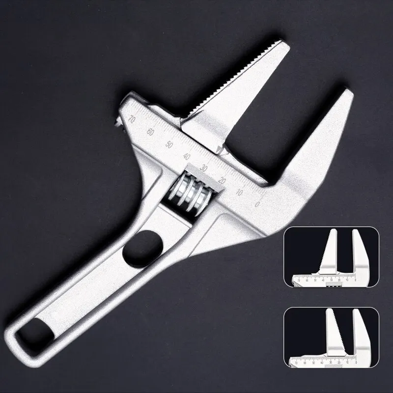 Multi-function Adjustable Wrench Aluminium Alloy Large Open Wrench Universal Spanner Repair Tool for Water Pipe Screw Bathroom