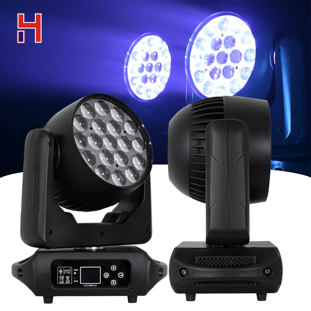 

HongYi DJ Lighst Moving Head LED 19X15W Lyre DMX Wash Zoom Light RGBW 4In1 DJ Equipment For Disco LED Party Stage Lights Show