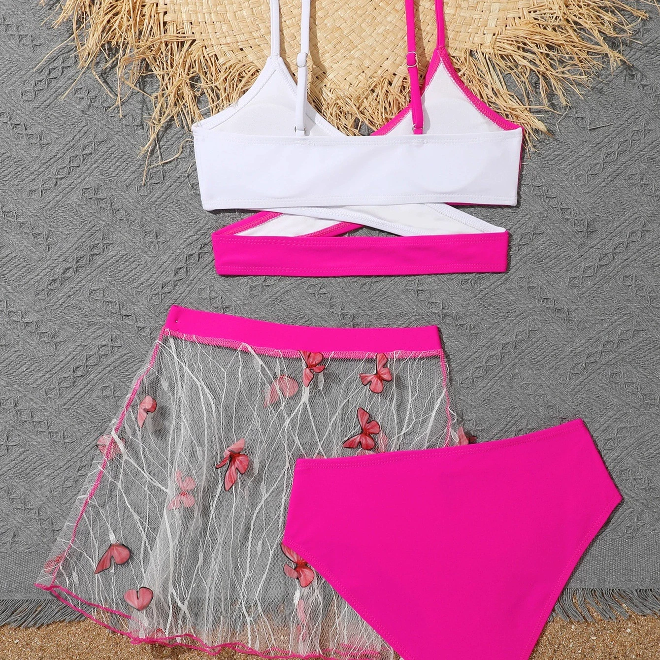 3 قطع عالية الخصر بيكيني 2025 ملابس سباحة للفتيات وتنورة الشاطئ الاطفال ملابس الأطفال الاستحمام السباحة لباس سباحة بحر