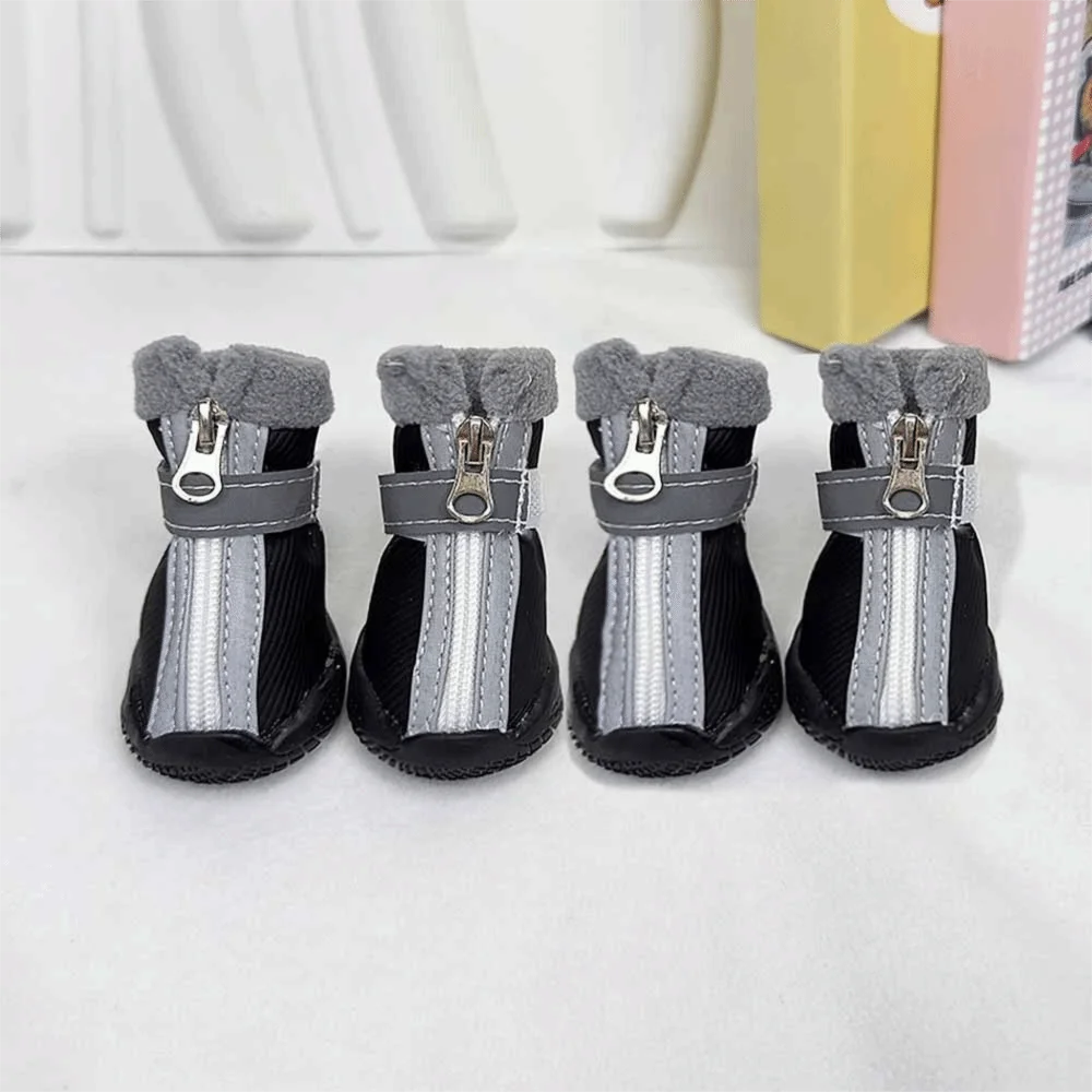 

4pcs/set Comfortable Warm Winter Dog Shoes Waterproof Pet Snow Boots Adjustable Thickened Dog Footwear Adventure