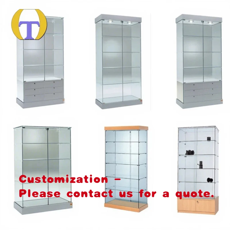 custom.Modern Floor Glass LED Lit Heavy Duty Display Cabinet High Security Tempered Glass Smoke Shop Showcase Locka