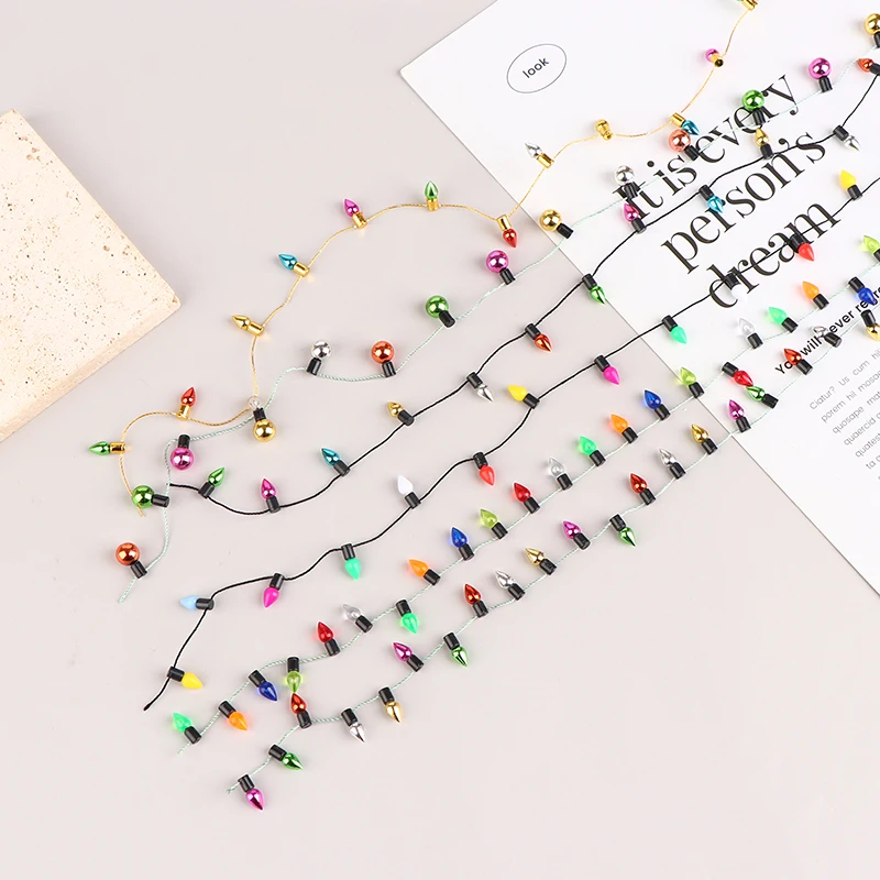 1 PC 1:12 1 chaîne de fausses lumières Mini accessoires de meubles chaîne lumières noël bonne décoration maison de poupée Miniature