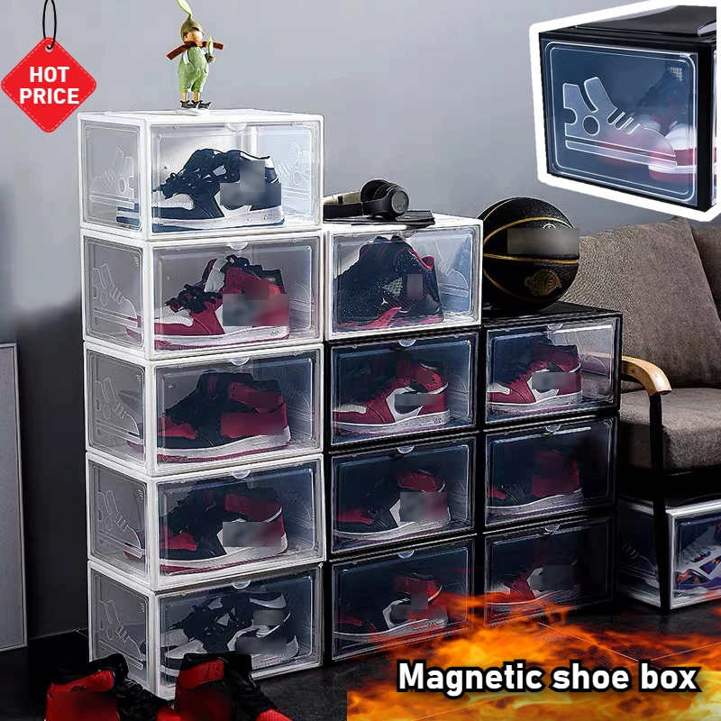 Sneaker Box Stackable Cabinet Storage Box Transparent Plastic Shoes Case Dustproof Multi-function Drawer Shoes Rack Organizers