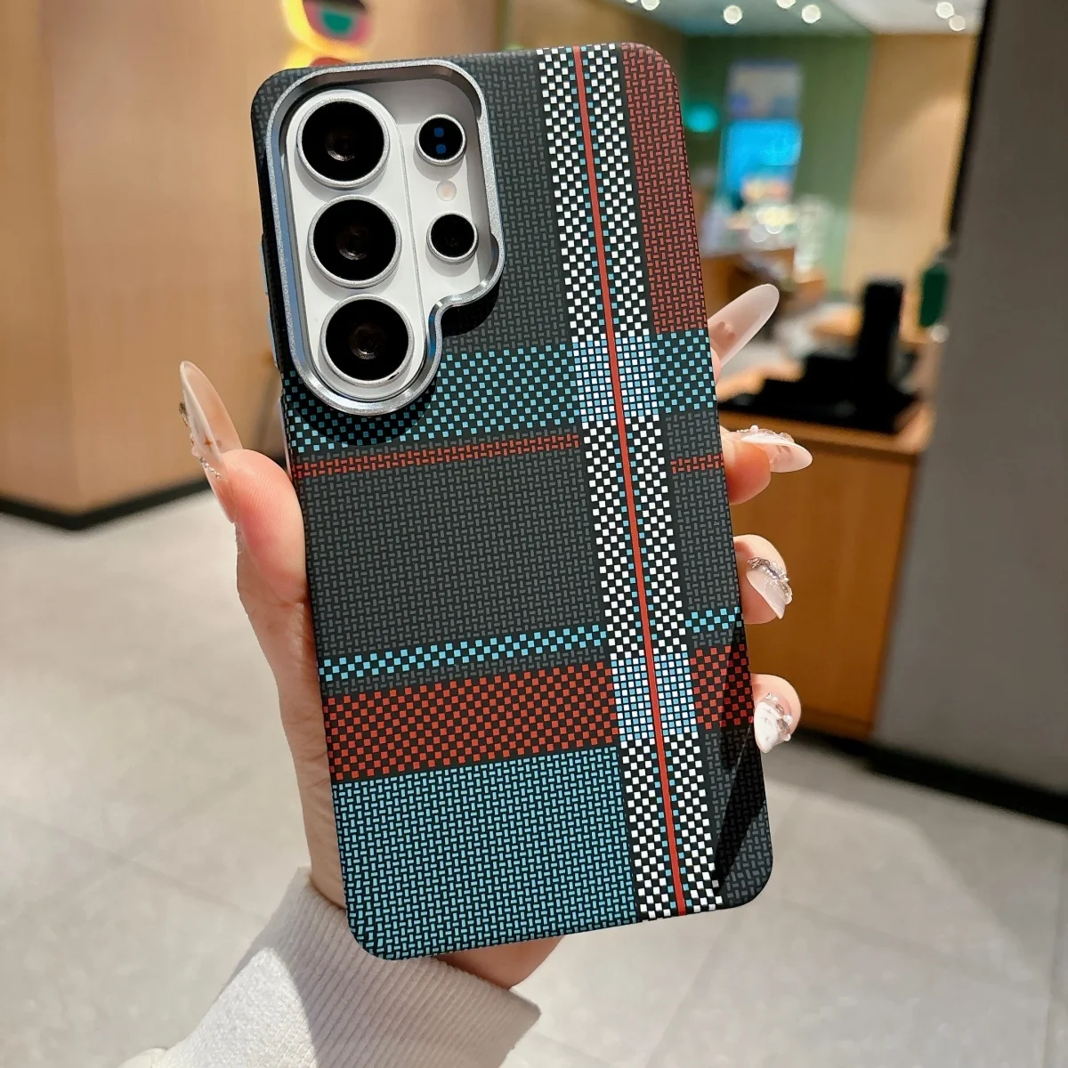 Luxury Kevlar Carbon Fiber Texture PC For Magsafe Magnetic Phone Case For Samsung S26 S25 S24 Ultra Alloy Lens Shockproof Cover