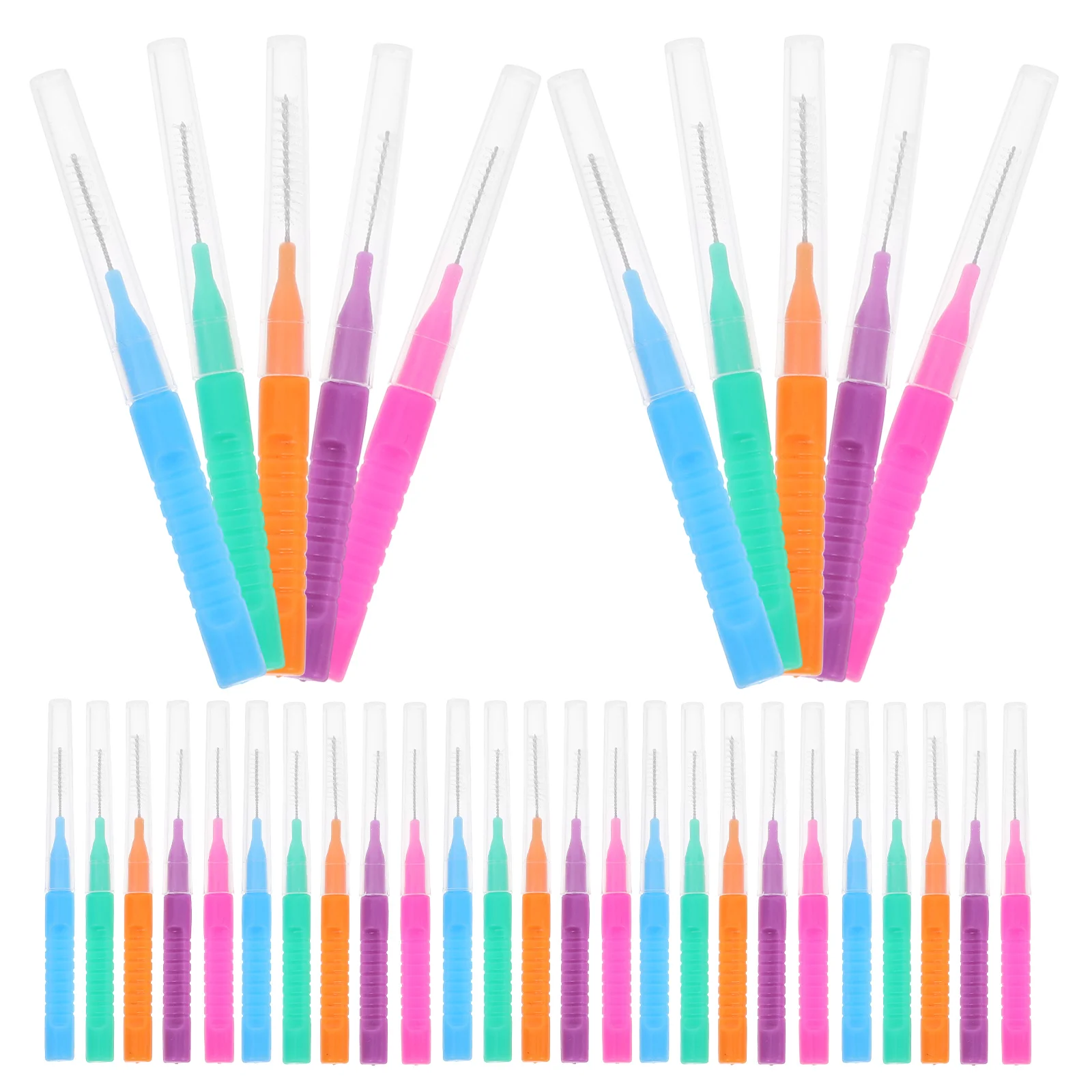 

50pcs Interdental Brush Cleaner Portable Tools for Braces Teeth Gaps Gum Oral Hygiene Safe Material Soft Bristles
